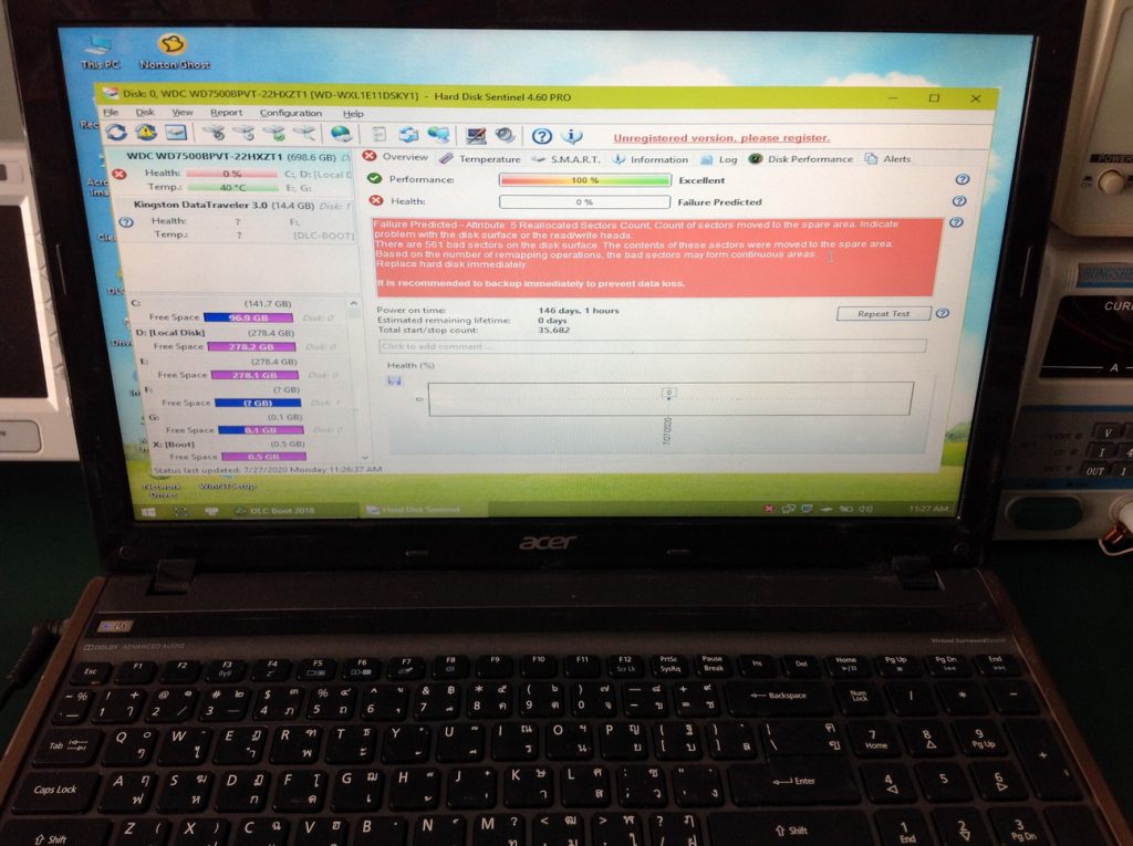 ACER 5755G Harddisk มี Bad Sector