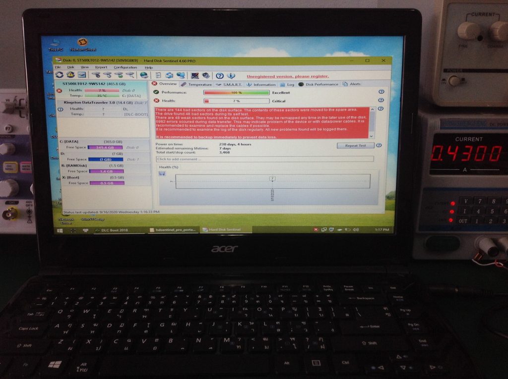 ACER E1-432 Harddisk มี Bad Sector
