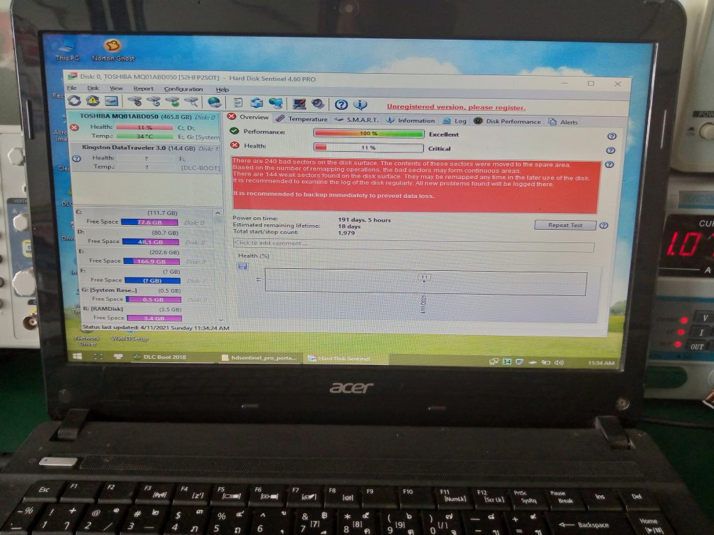 ACER E1-431 HDD มี Bad Sector