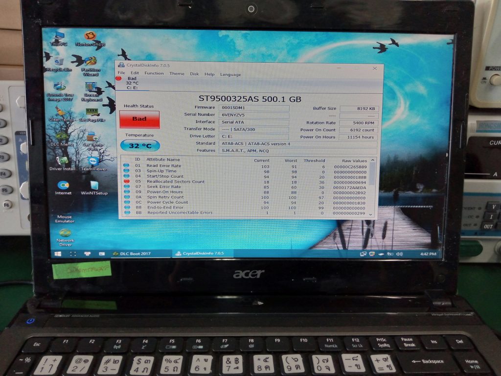 โน๊ตบุ๊ค ACER 4750ZG HDD Bad Sector